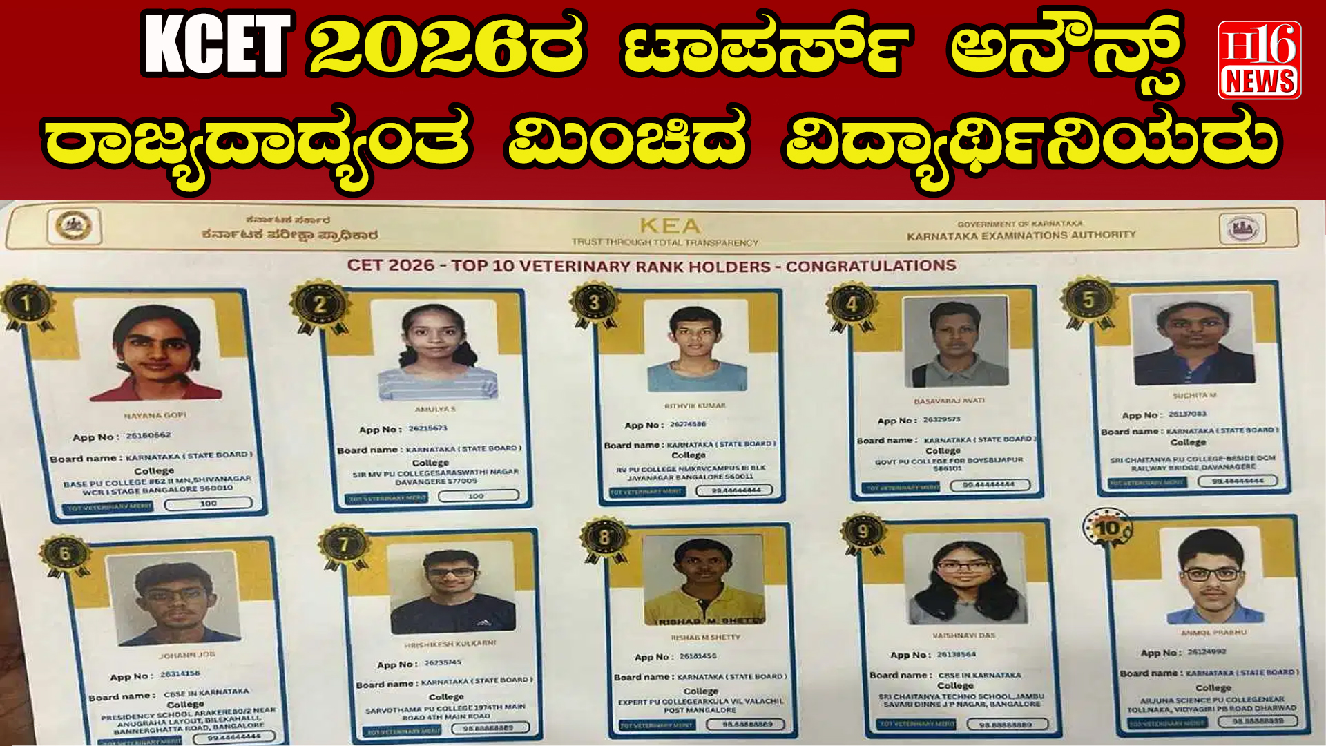 KCET 2026ರ ಟಾಪರ್ಸ್ ಅನೌನ್ಸ್ : ರಾಜ್ಯದಾದ್ಯಂತ ಮಿಂಚಿದ ವಿದ್ಯಾರ್ಥಿನಿಯರು