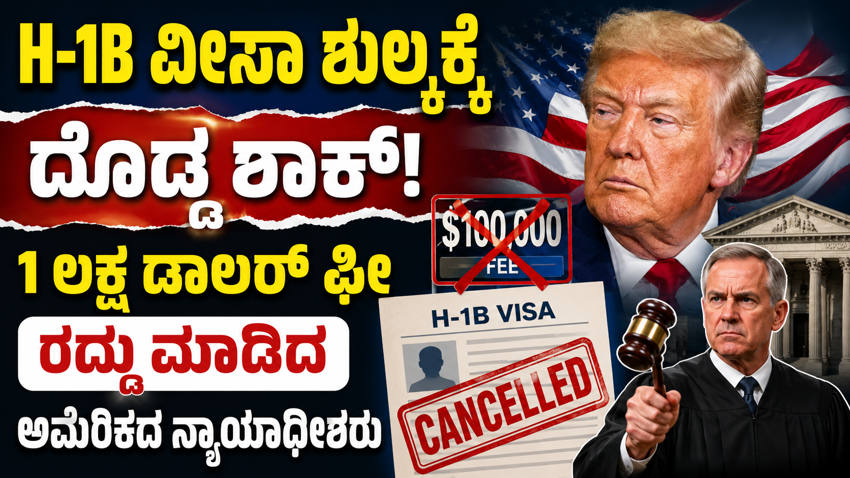 H-1B ವೀಸಾ ಶುಲ್ಕ ಕ್ಕೆ ದೊಡ್ಡ ಶಾಕ್: 1 ಲಕ್ಷ ಡಾಲರ್ ಫೀ ರದ್ದು ಮಾಡಿದ ಅಮೆರಿಕದ ನ್ಯಾಯಾಧೀಶರು