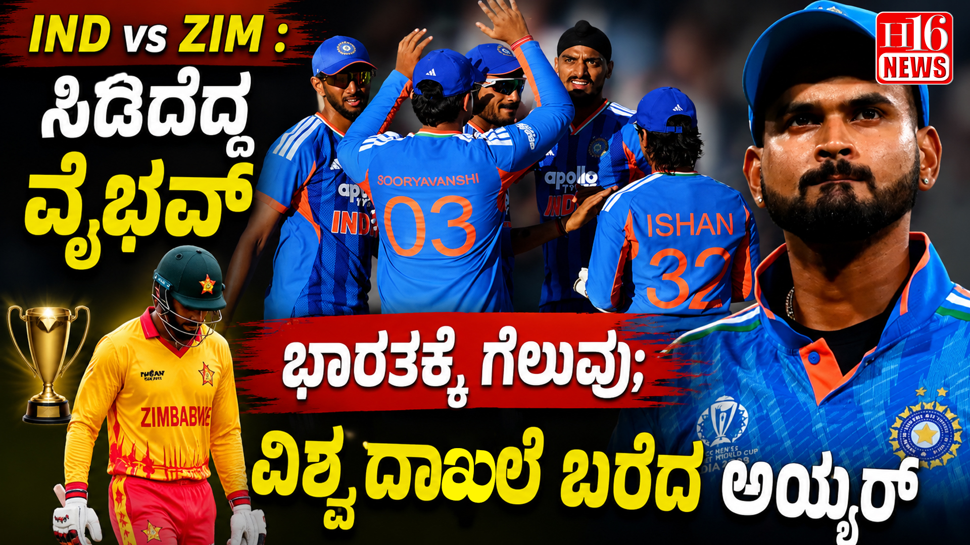 IND vs ZIM : ಸಿಡಿದೆದ್ದ ವೈಭವ್, ಭಾರತಕ್ಕೆ ಗೆಲುವು; ವಿಶ್ವ ದಾಖಲೆ ಬರೆದ ಅಯ್ಯರ್